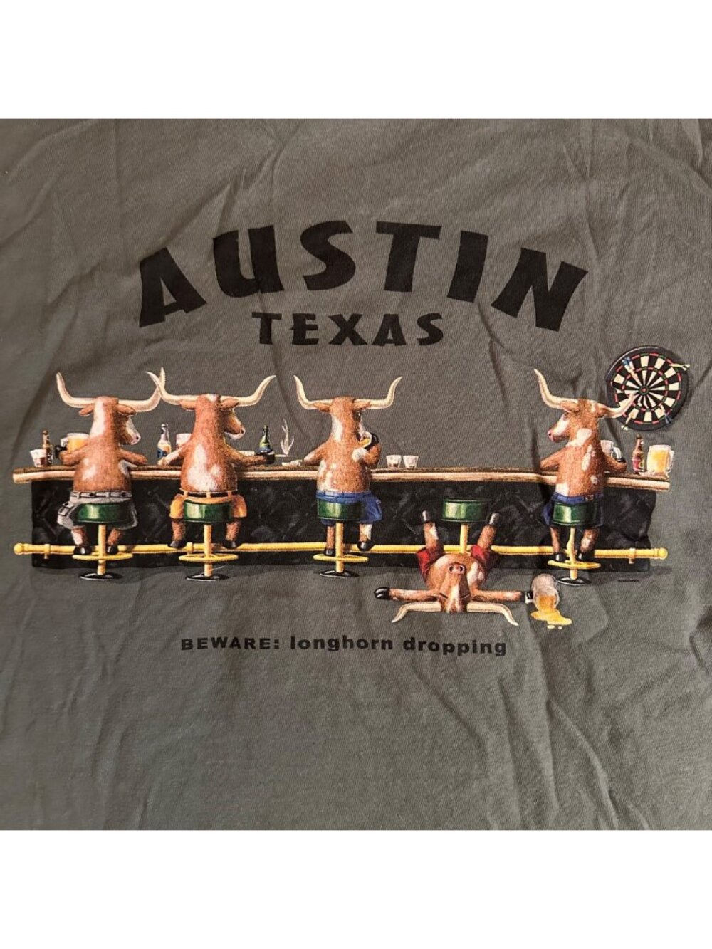 The Duck Co Austin Texas Graphic T-Shirt M Olive Short Sleeve Vintage Humor
